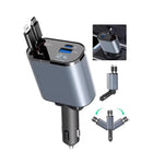 Cargador de Carro Retráctil 120W | 4 en 1 (iPhone + USB-C) | Carga Super Rápida